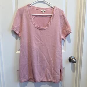 J. Jill Cotton Pink Short Sleeve Knit Top Medium